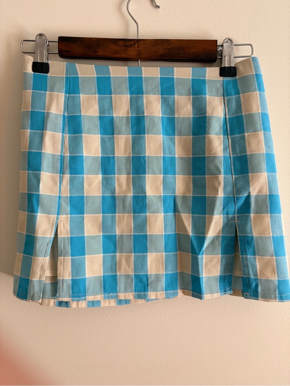 Ghanda Blue and Cream Gingham Mini Skirt